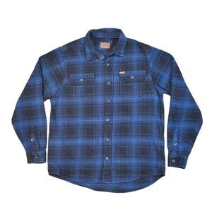 Orvis Blue Black Plaid Heavyweight Shacket Jacket w/ Pockets - Large